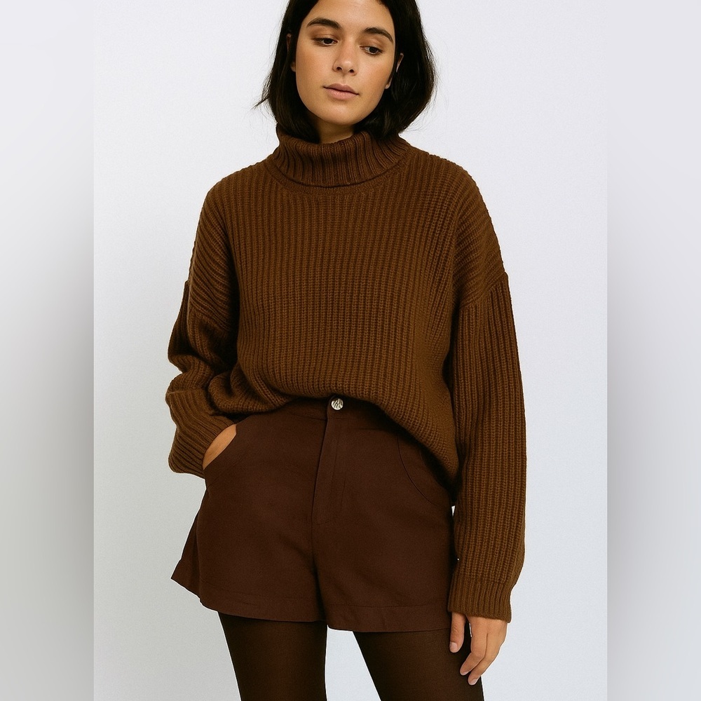 HOUSE OF HARLOW 1960 Linen Blend Brown Shorts